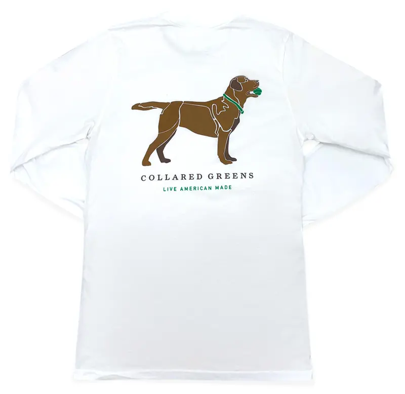 Good Boy Long Sleeve Shirt – Chocolate Labrador On White 1