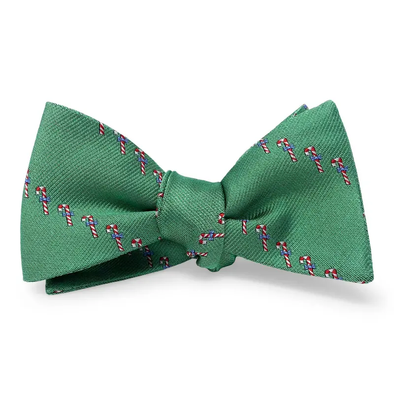 Green Festive Candy Canes Bow Tie 1