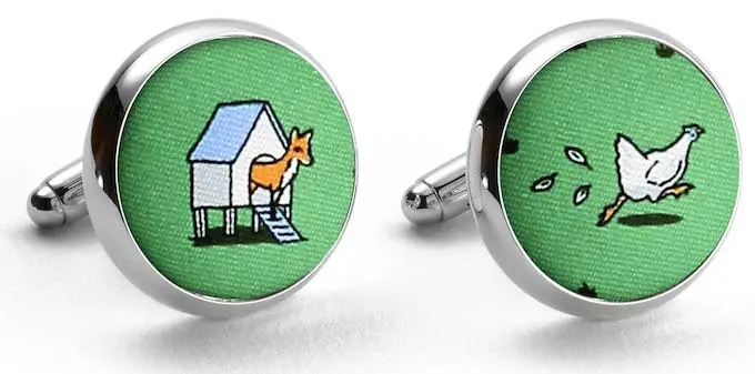 Green Fox In The Hen House Cufflinks 1