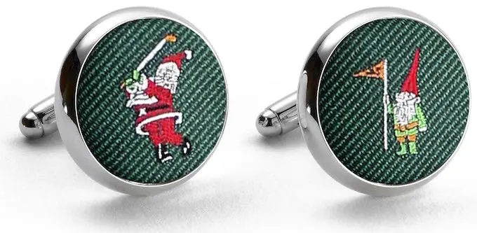 Green Swingin' Santa Silk Cufflinks 1