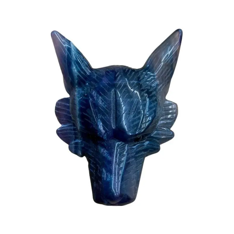 Hand-Carved Fluorite Wolf Sculpture – Polished Figurine 1