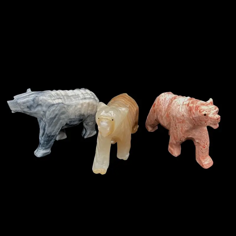Hand-Carved Onyx Bear Figurine – Elegant Stone Animal Home Accent 1
