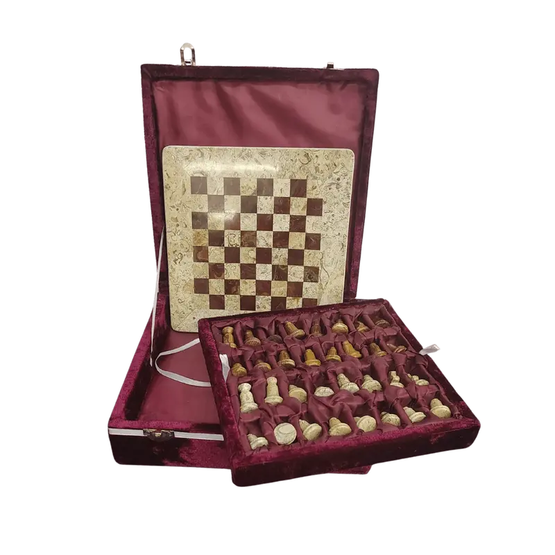 Hand-Carved Onyx Chess Set – 8-Inch Premium Board Game 1