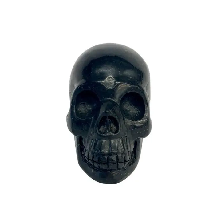 Hand-Carved Shungite Skull Sculpture For Home Decor 1