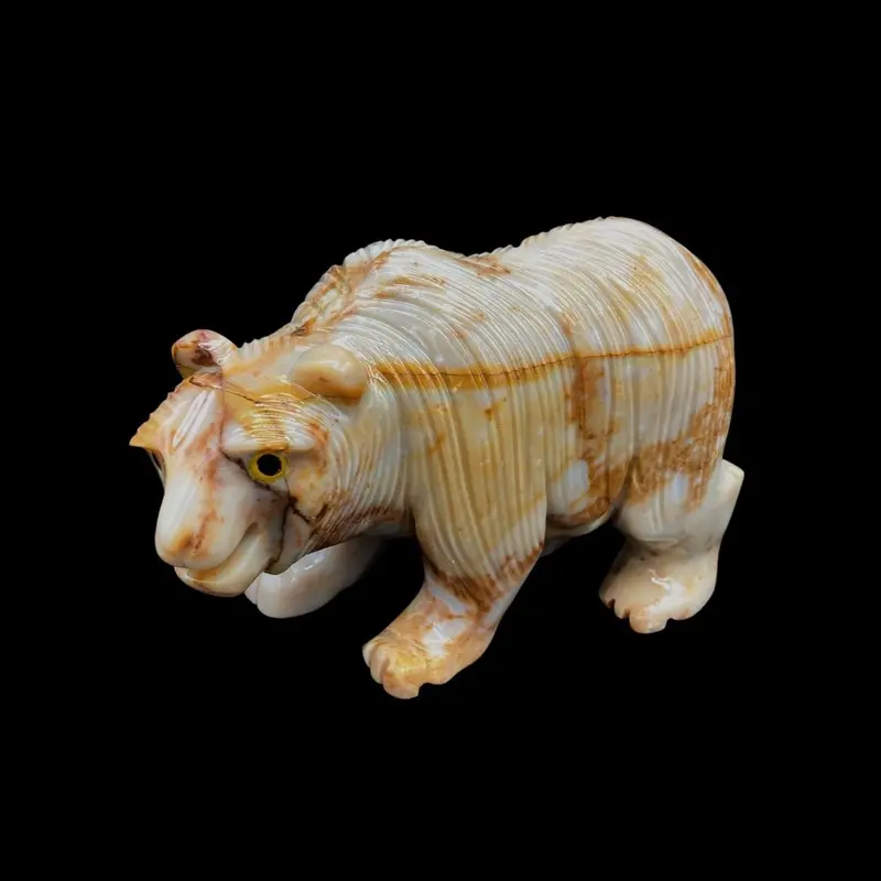 Hand-Carved Soapstone Bear Figurine Natural Stone Sculpture 1