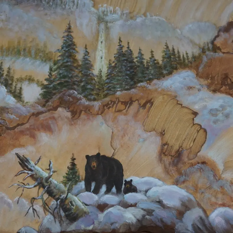 Hand-Painted Southwest Scene On Raw Sandstone – Rustic Gallery-Ready Art 1