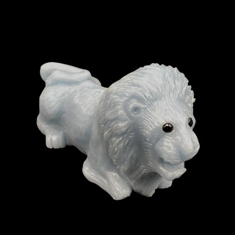 Hand-Polished Angelite Lion Sculpture – Crystal Figurine 1