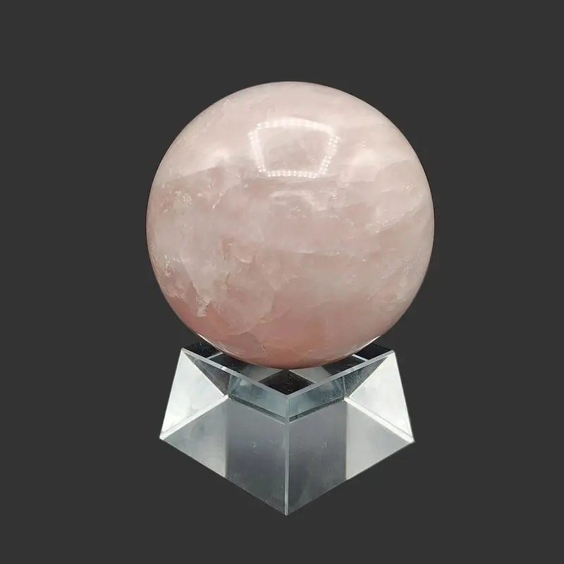 Hand-Polished Pink Rose Quartz Sphere – 8-Inch Decorative Crystal 1
