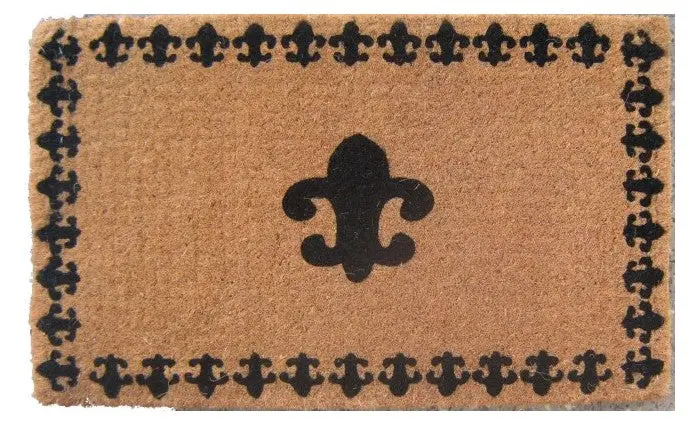 Handwoven Coco Doormat With Fleur-De-Lis Motif And Black Border 1