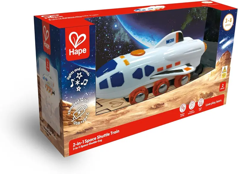 Hape Dual-Function Space Shuttle And Train Transforming Toy 1