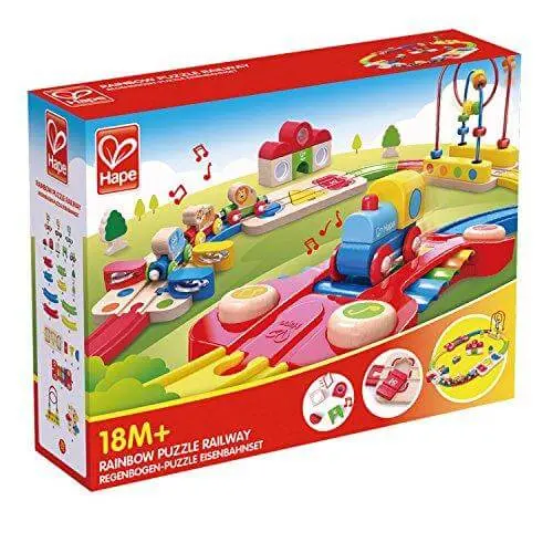 Hape Rainbow Railway Puzzle – Wooden Train-Themed Learning Toy 1