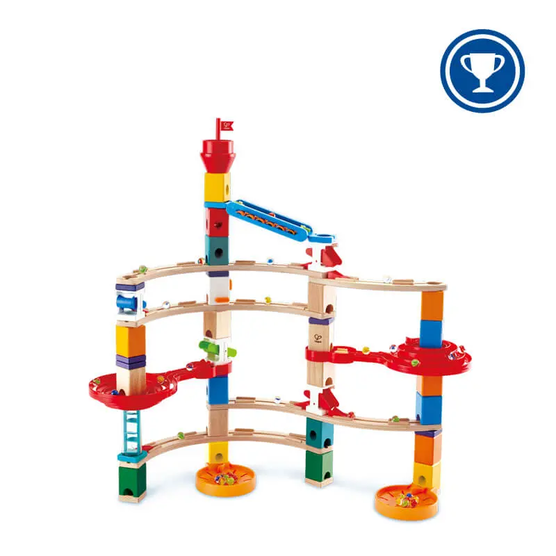 Hape Super Spirals Quadrilla Marble Run – Expandable Kinetic Construction Set 1