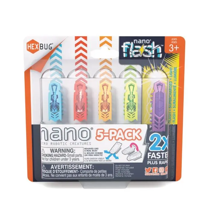 Hexbot Nano Flash Robot Collection – 5-Pack Light-Up Stem Toys 1