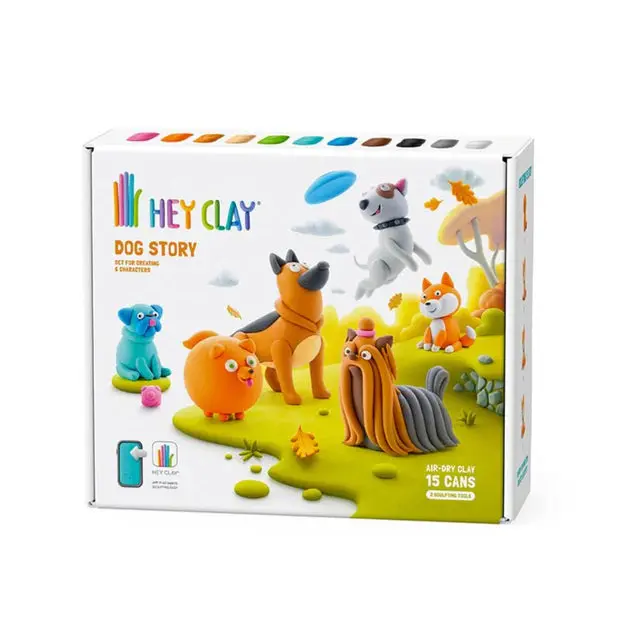 Hey Clay Dog Story Starter Set – 15-Can Creative Sculpting Bundle 1
