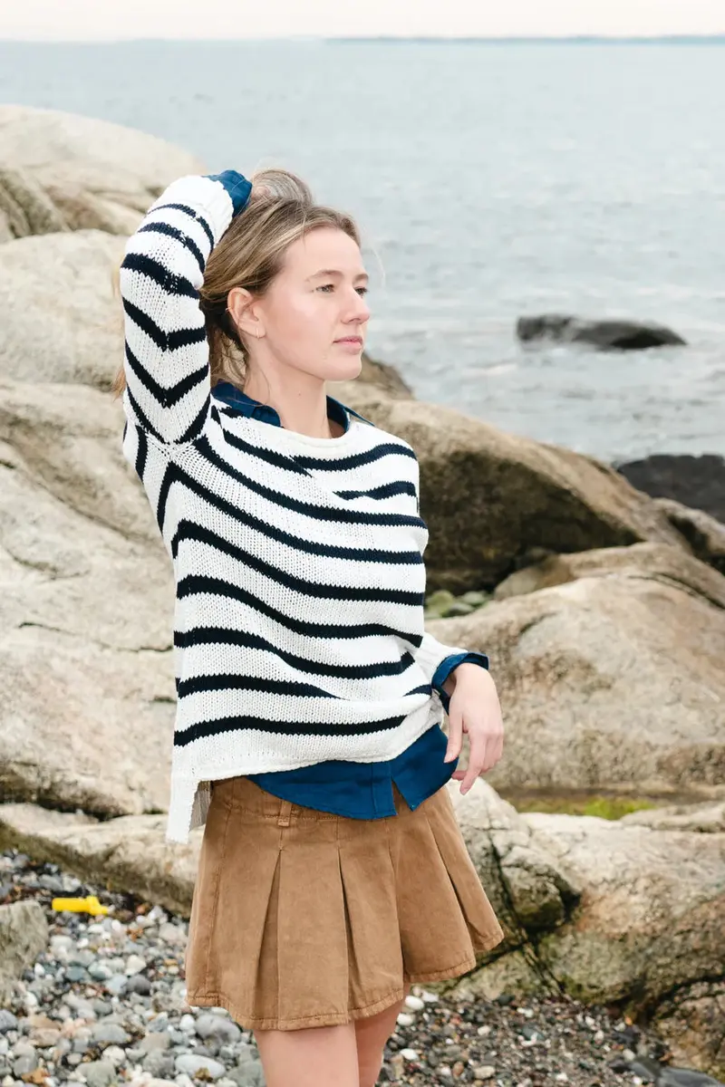 Hiho Relaxed Crew Sweater In Night Sky Stripe 1