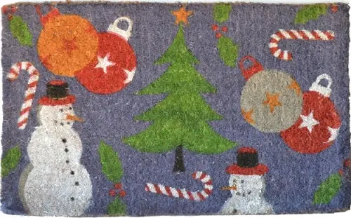 Holiday Spirit Theme Handwoven Coconut Mat 1