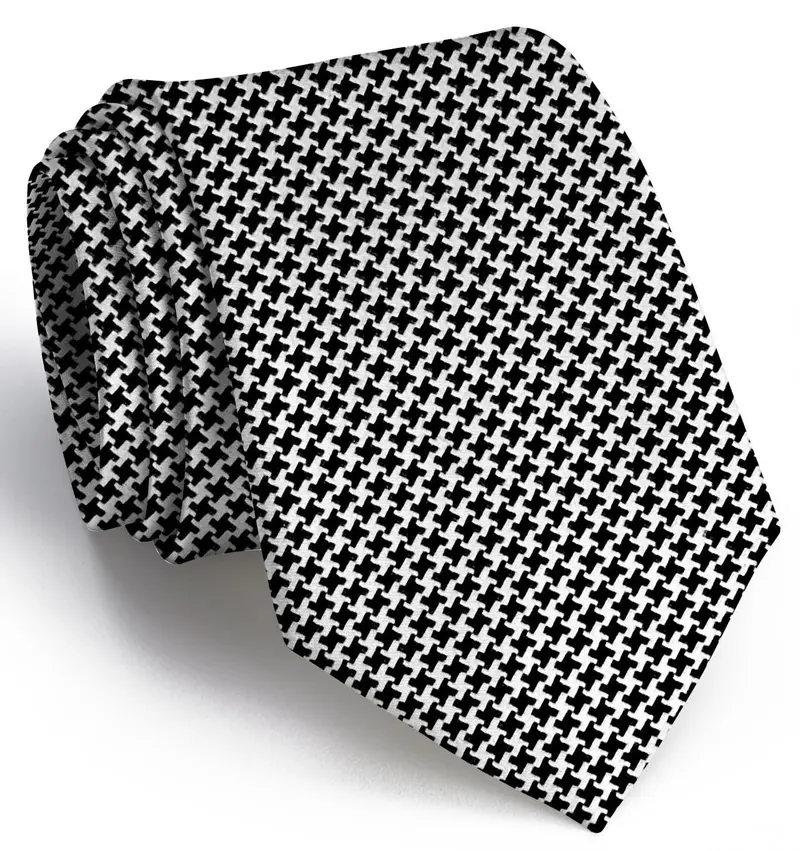 Houndstooth Pattern Boys' Tie In Black And White 1