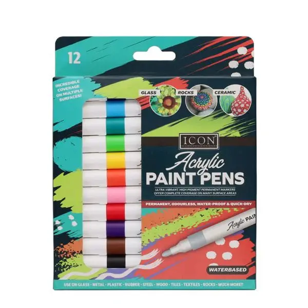 Icon Acrylic Paint Markers – Vibrant Fine-Tip Art Pens 1
