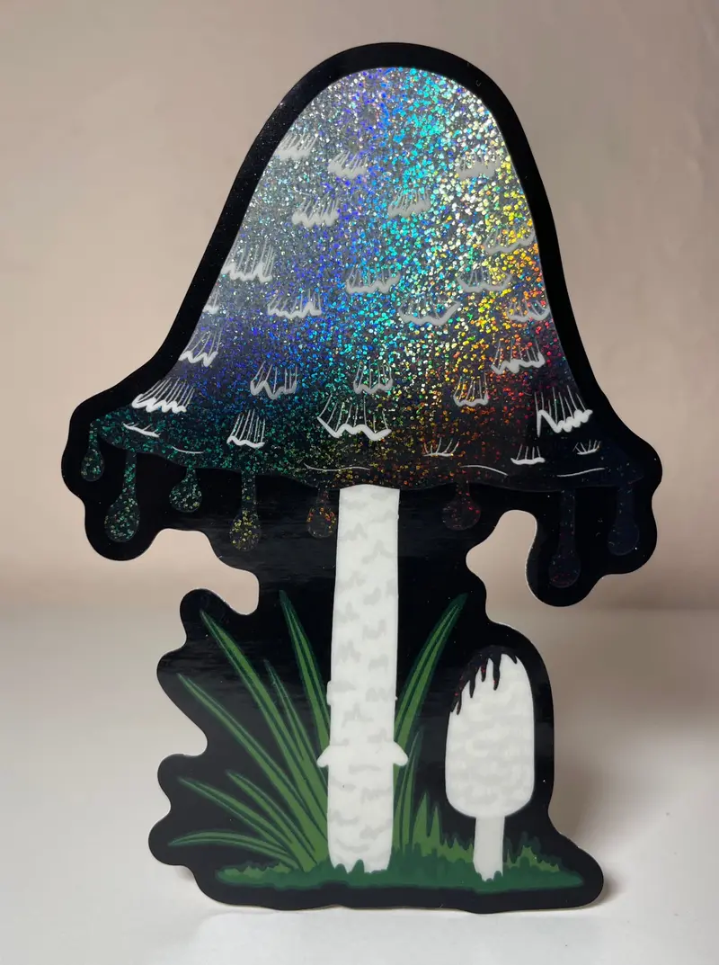 Inky Cap Mushroom Glitter Vinyl Sticker 1