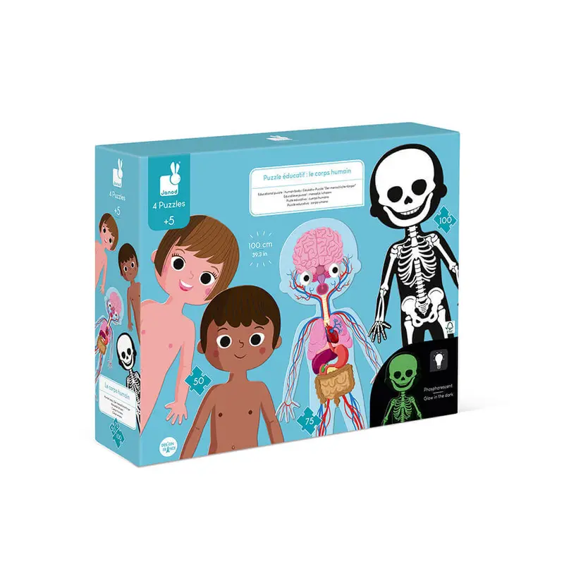 Janod Giant Human Body Puzzle Set – 4-Piece Anatomy Learning Tool 1