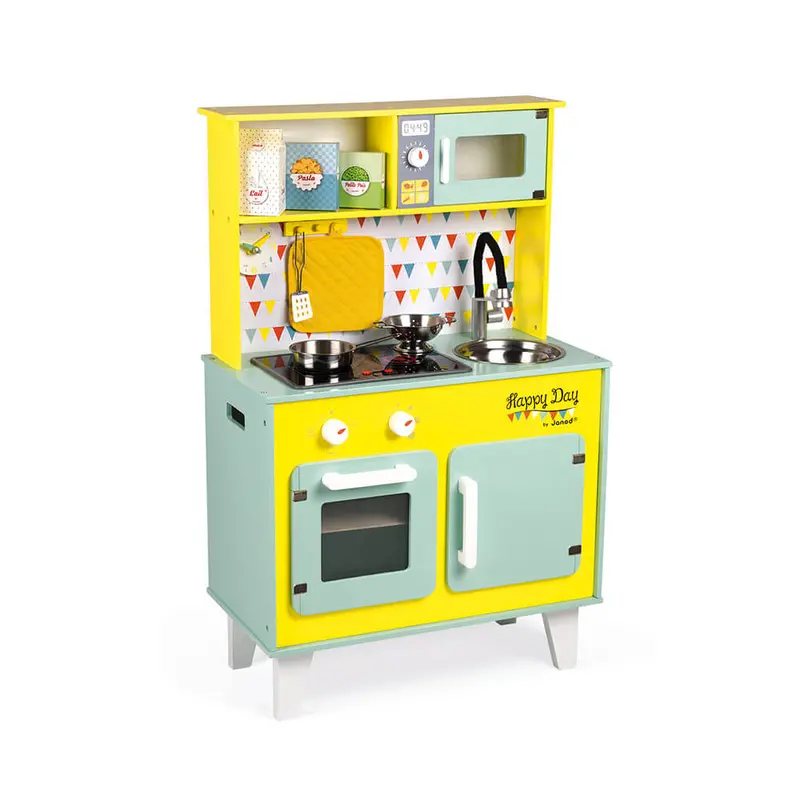Janod Happy Day Wooden Kids Kitchen – Full-Size Pretend Play Center For Age 3+ 1