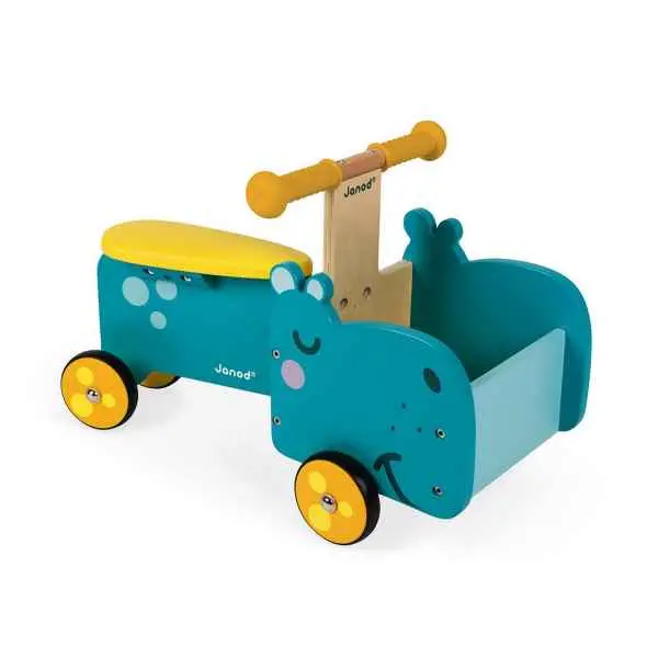 Janod Hippo Ride-On Push Toy For Toddlers 1