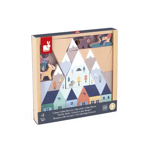 Janod Mountain Valley Wooden Block Set – Nature-Inspired Building Toys 1