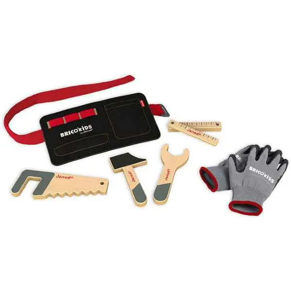 Janod Pretend Play Tool Belt With Wooden Tools 1