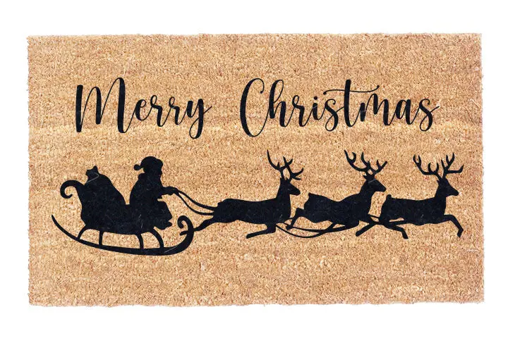 Jolly Sleigh Ride Theme Coir Doormat 1