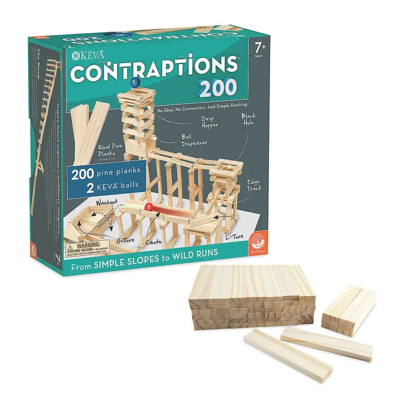 Keva Contraptions Pine Plank Set – 200-Piece Engineering Building Kit 1