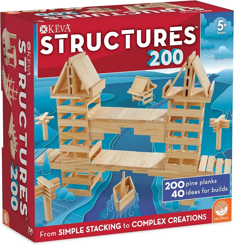 Keva Structures Wooden Plank Collection – 200-Piece Open-Ended Building Set 1