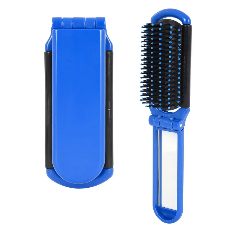 Kwik-Fix Folding Brush With Built-In Mirror – Travel Beauty Tool 1