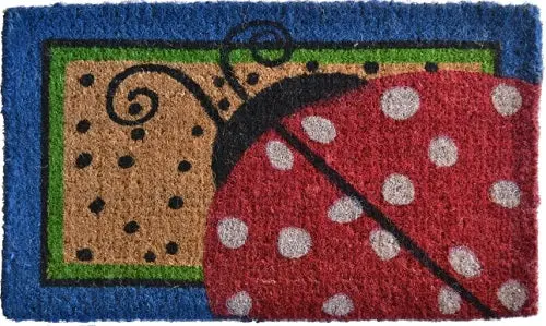 Ladybug Dots Pattern Handwoven Coconut Mat 1