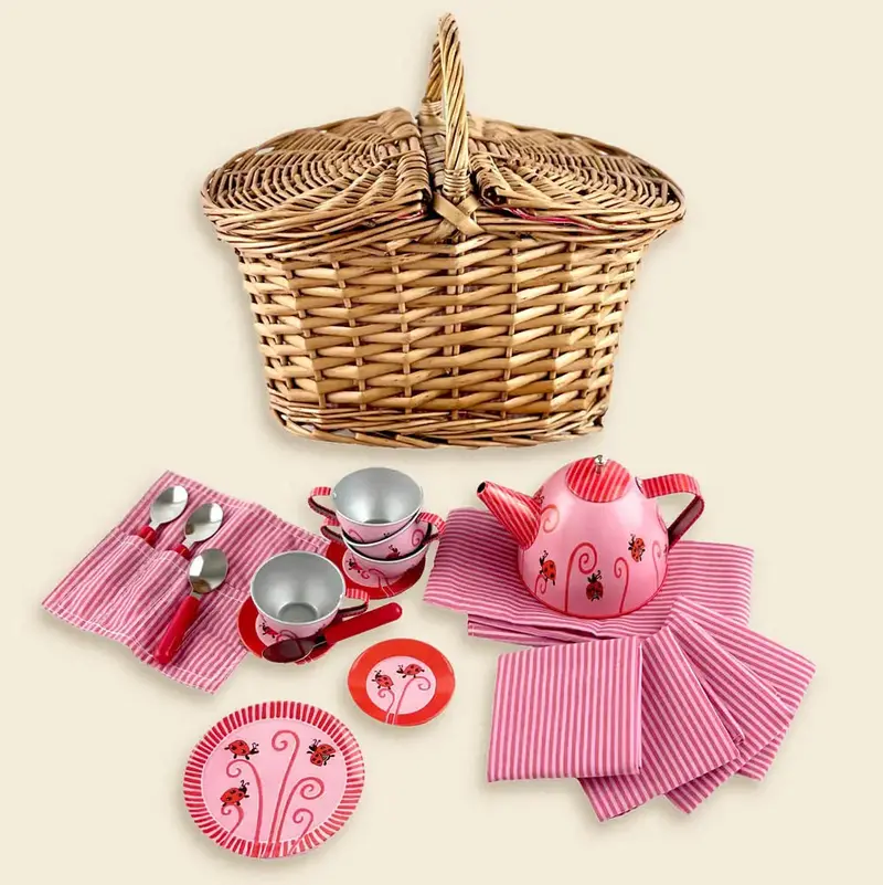 Ladybug Tin Tea Set – Vintage-Style Miniature Play Tea Set For Imaginative Play 1