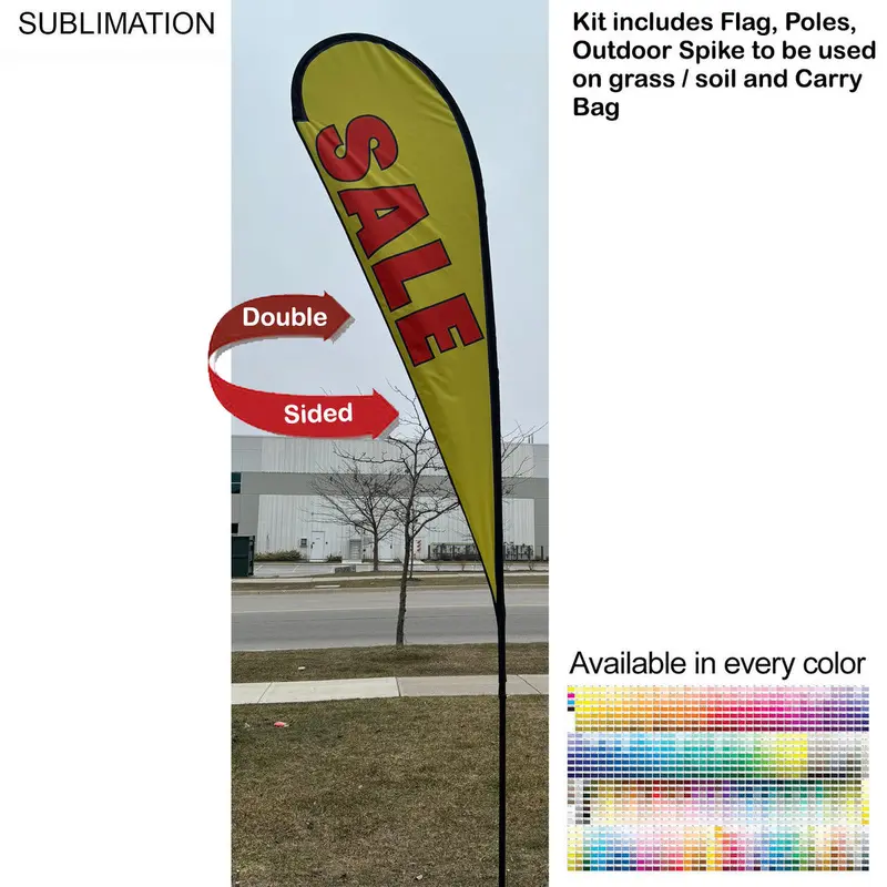 Large 13.5' Tear Drop Flag Kit – Full-Color Outdoor Banner System 1
