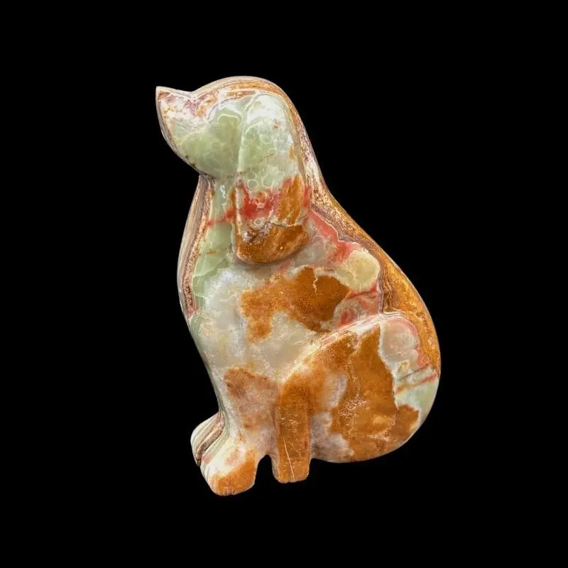 Large Onyx Dog Figurine – Hand-Polished Stone Animal Sculpture 1