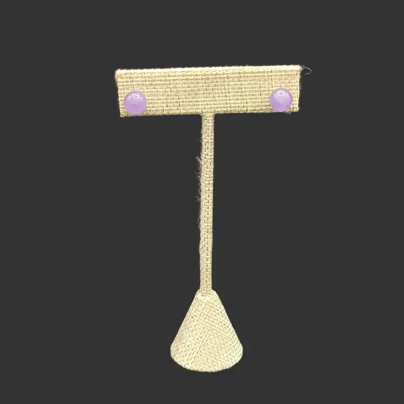Lavender Jade Stud Earrings In Gold-Plated Sterling Silver 1