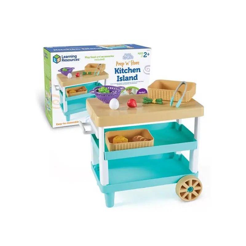 Learning Resources Prep ’N’ Store Kitchen Island – Pretend Play Food Station 1