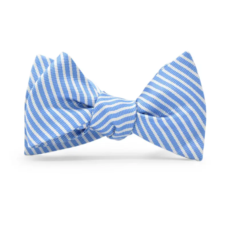 Light Blue Chapman Stripe Preppy Bow Tie 1