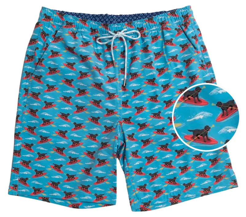 Light Blue Doggy Paddle Swim Trunks 1
