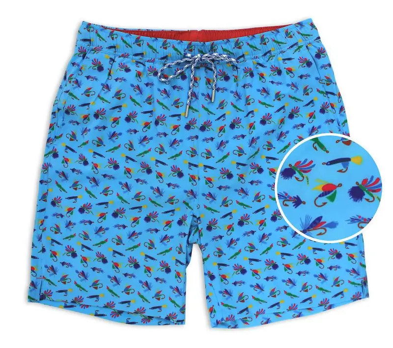 Light Blue Let It Fly Swim Trunks 1
