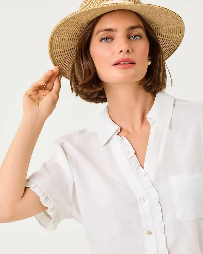 Lilly Pulitzer Carden Ruffle Trim Top – Pure White Feminine Silhouette 1