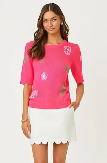 Lilly Pulitzer Collette Denim Skort In Resort White 1