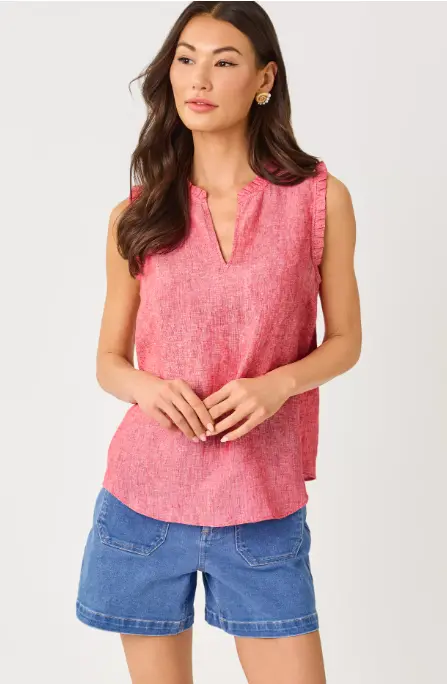 Lilly Pulitzer Kavalla Sleeveless Ruffle Top – Paradise Punch 1