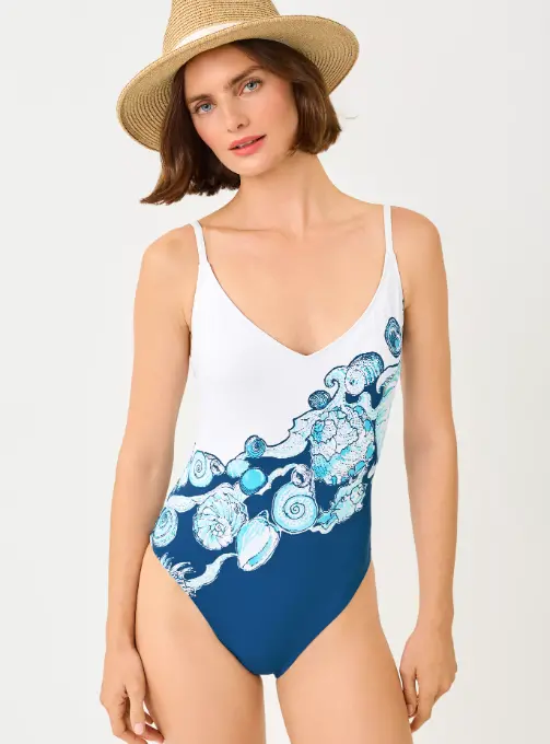 Lilly Pulitzer Klynn Shell Shine One-Piece Swimsuit – Resort White 1