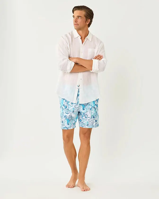 Lilly Pulitzer Men’S Del Lago 6-Inch Swim Trunk In Resort White Shell Shine 1
