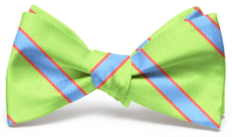 Lime And Blue Van Tassel Stripe Bow Tie 1
