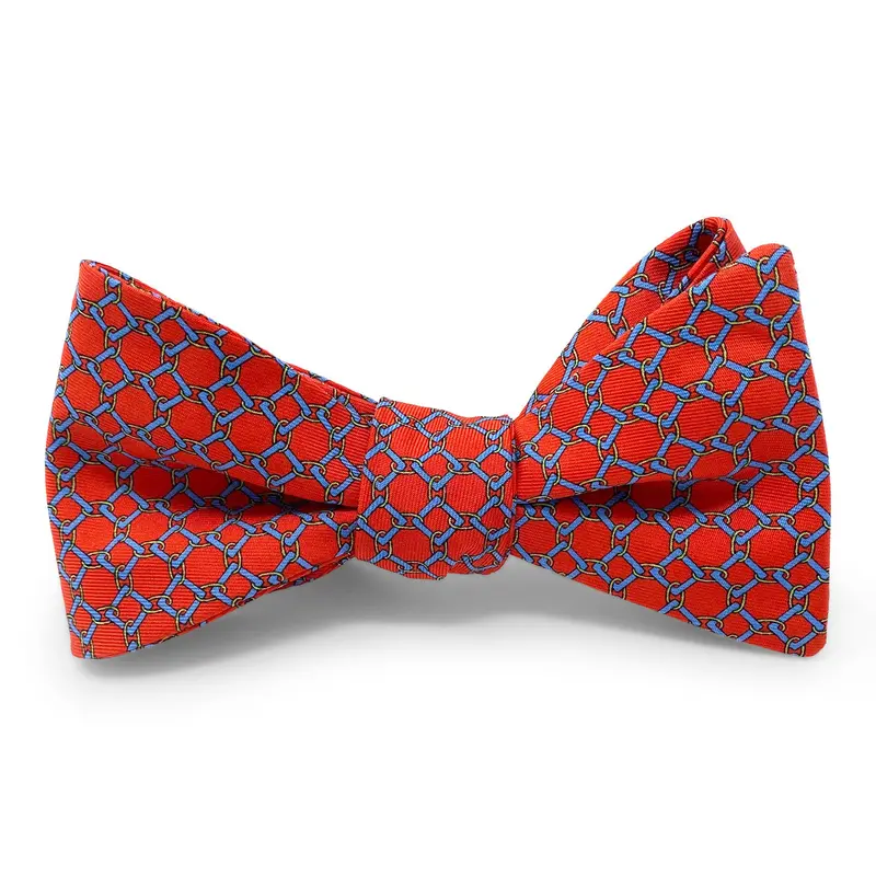 Linked Squares Design Hair Bow In Cherry Red 1