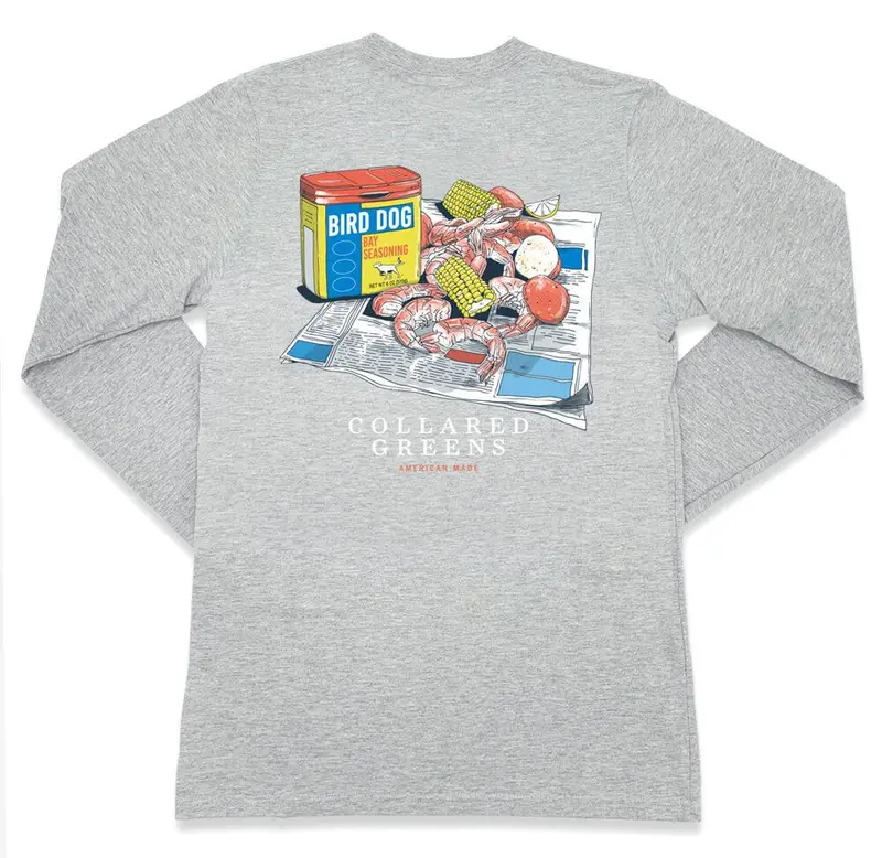 Lowcountry Boil Gray Long Sleeve T-Shirt 1