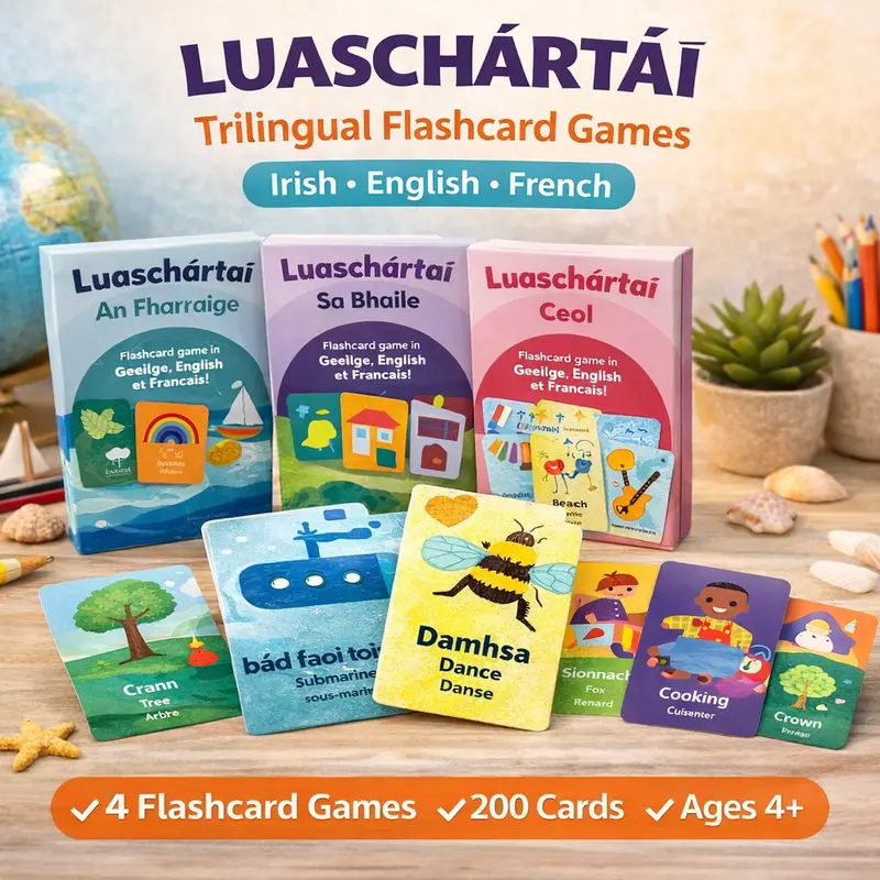 Luaschártí Flashcard Bundle – Irish Vocabulary Learning Cards For Beginners 1